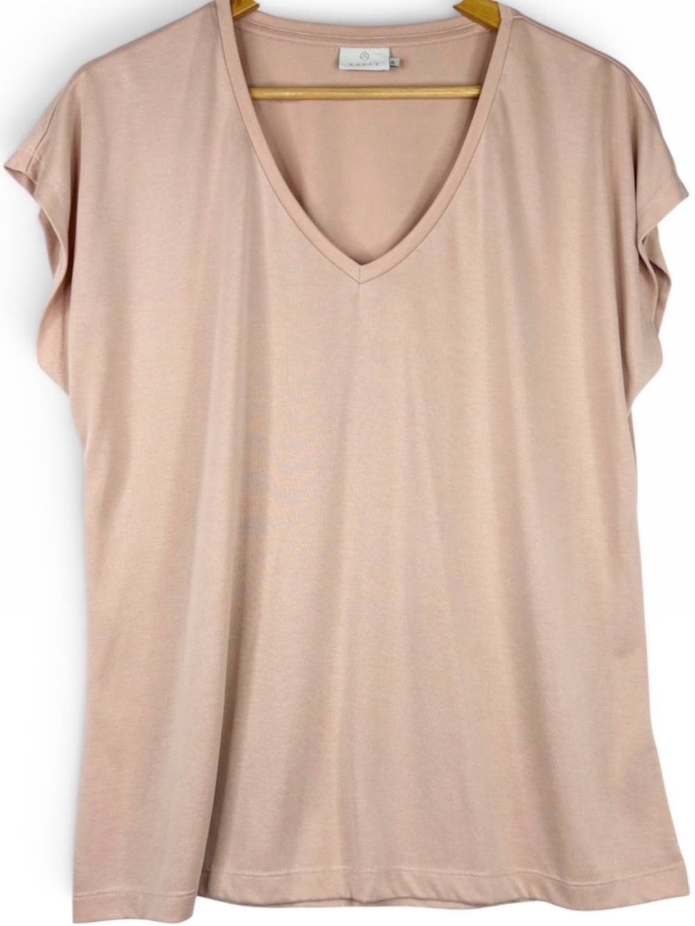 Kaffe Dusty Pink Lightweight Flowy Short Sleeve V Neck Top XL